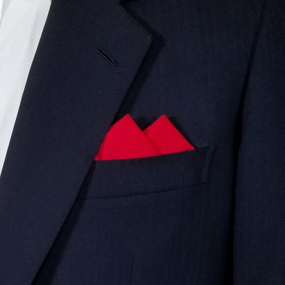 New - Red Cotton Pre-Folded Pocket Square Handkerchief Insert - Picture 2 of 5
